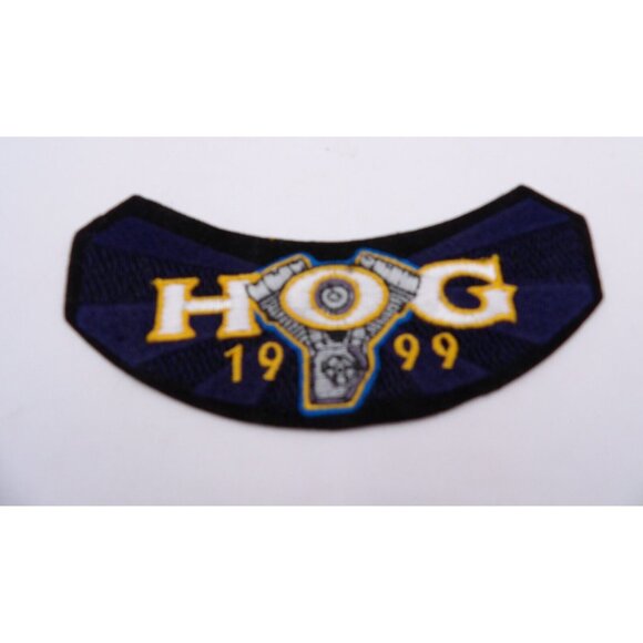 Harley Davidson Patch "HOG 1999 " w. Engine Curved  5¼"x2½" HOG Patch Iron on - Picture 1 of 4